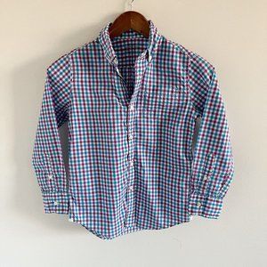 J. Crew Crewcuts Plaid Check Button Down Shirt 8 100% Cotton Blue Purple